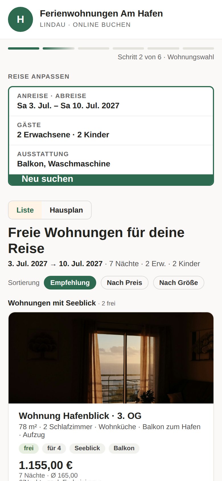 Wohnungswahl auf dem Telefon