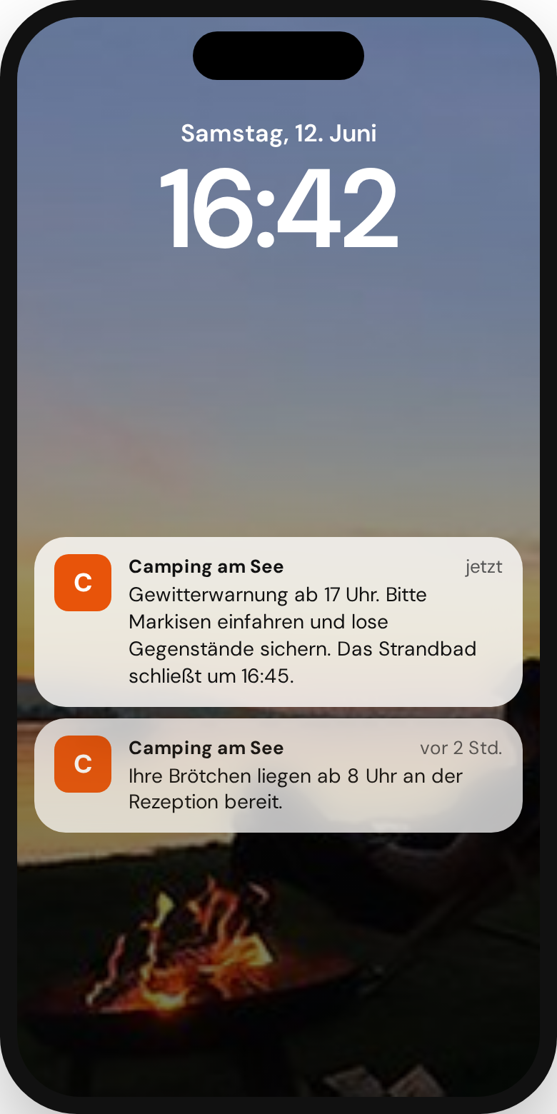 Nachricht des Platzes auf dem Sperrbildschirm