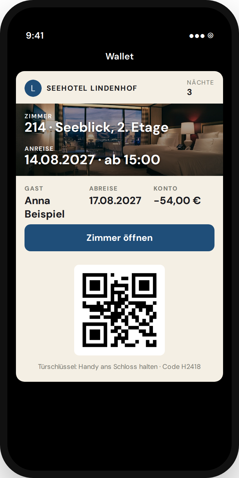 Zimmerschlüssel als Karte in Apple Wallet